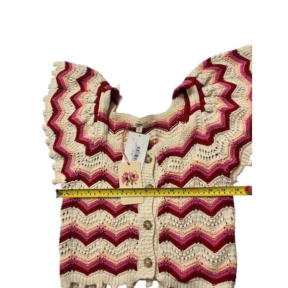 Women's crochet Crop Top Button Down Size Small Retail $55 New With Tags - Picture 5 of 6